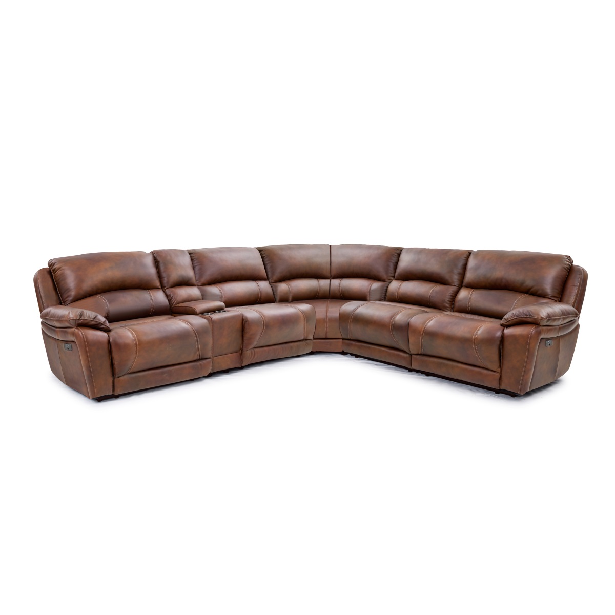 Cheers Lexington 6-Piece Leather Power Reclining Sectional with Power Headrests