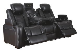 Signature Design by Ashley® Party Time Midnight Power Reclining Sofa with Adjustable Headrest