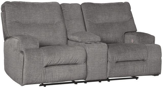 Signature Design by Ashley® Coombs Charcoal Power Double Reclining Loveseat with Console