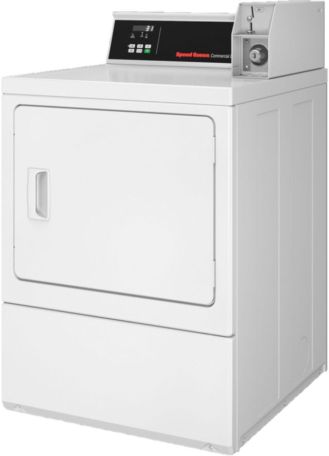 Speed Queen® Commercial 7.0 Cu. Ft. White Coin Drop Front Load Gas Dryer 2