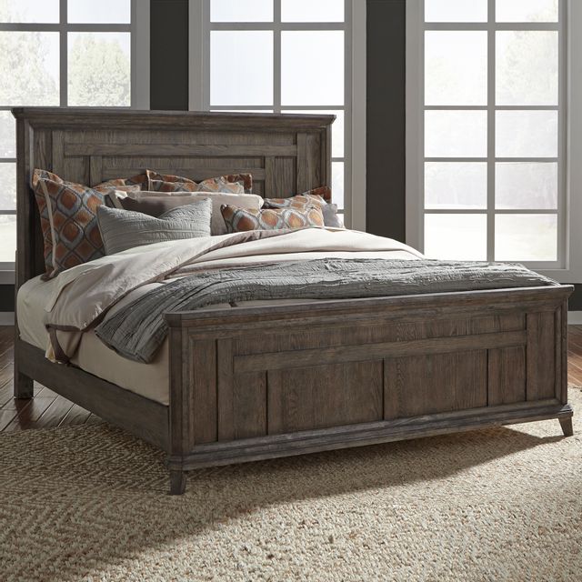 Liberty Furniture Artisan Prairie Aged Oak/Gray Dusty California King Panel Bed
