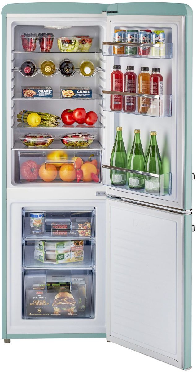 Unique Appliances UGP-230L AC Classic Retro 22 inch Wide 7.6 Cu. ft. Energy Star Certified Top Freezer Refrigerator with Wine Rack Ocean Mist