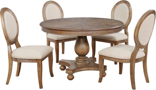 Powell Lenoir 5 Piece Wire Brushed Oak Dining Table Set 15d7053 Colder S Milwaukee Area