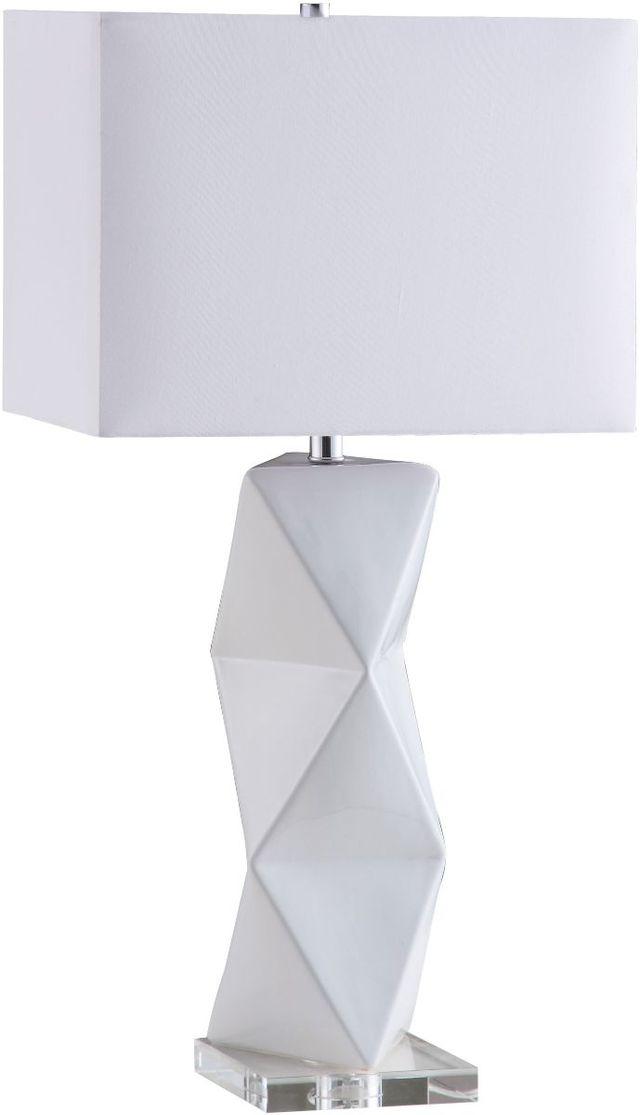 Coaster® Camie White Geometric Ceramic Base Table Lamp-0