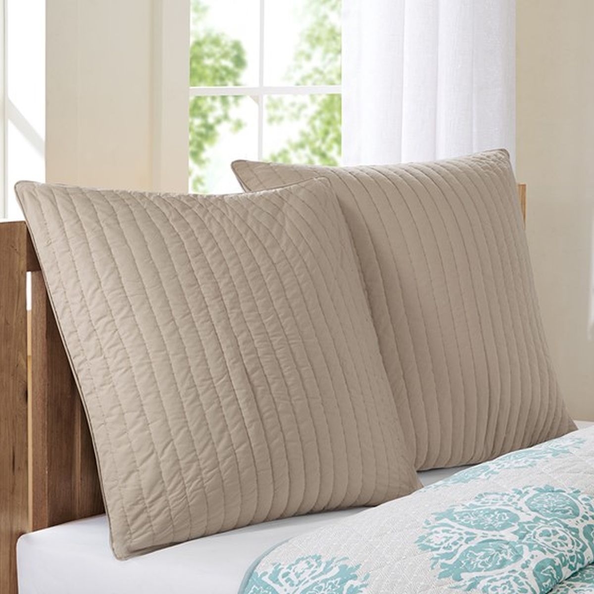 Olliix by INK+IVY Taupe Camila Quilted Euro Sham