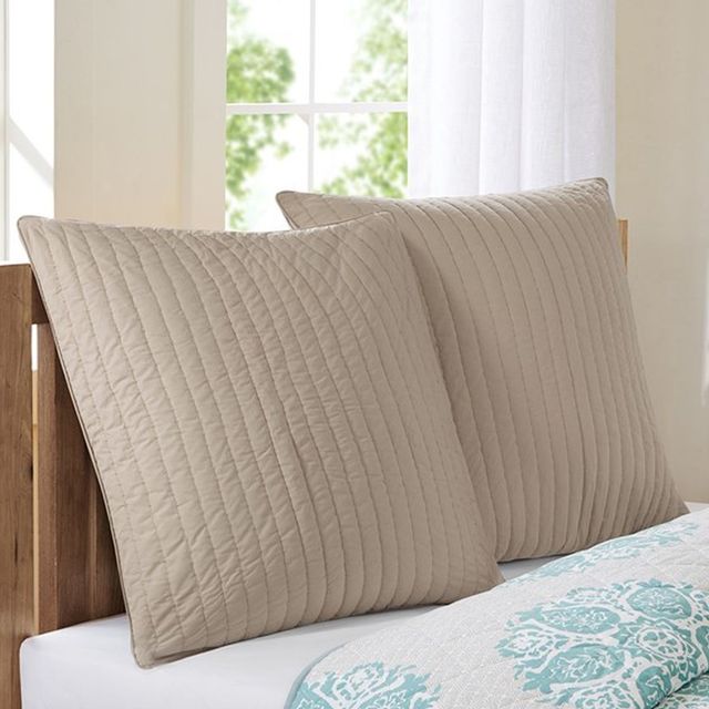 Olliix by INK+IVY Taupe Camila Quilted Euro Sham-0