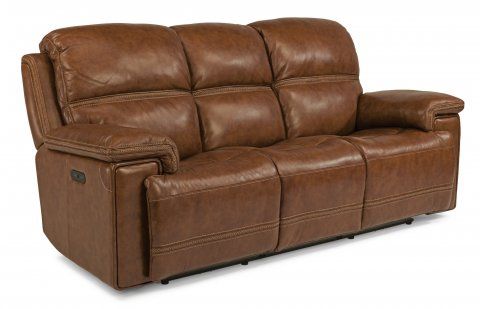Flexsteel® Fenwick Brown Power Reclining Sofa with Power Headrests 1