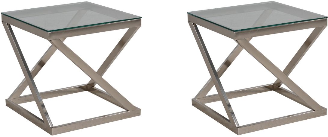 Signature Design by Ashley® Coylin 2-Piece Brushed Nickel Finish End Table Set
