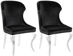 Coaster® Cheyanne 2-Piece Black/Polished Chrome Upholstered Dining Side Chair Set