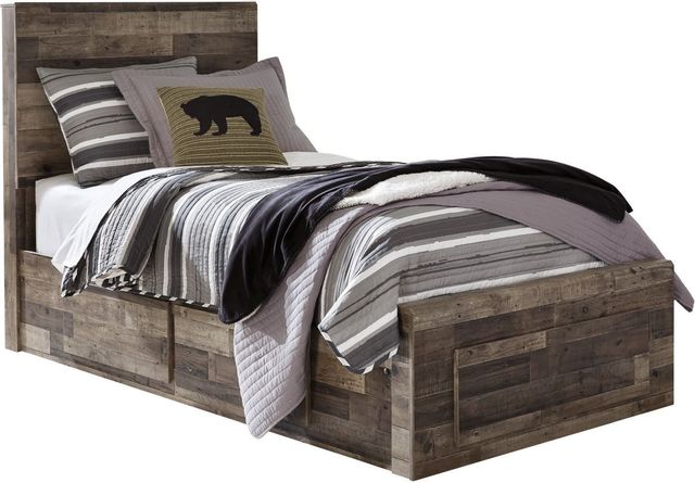 Benchcraft® Derekson Multi Gray Twin Panel Bed with Storage-0