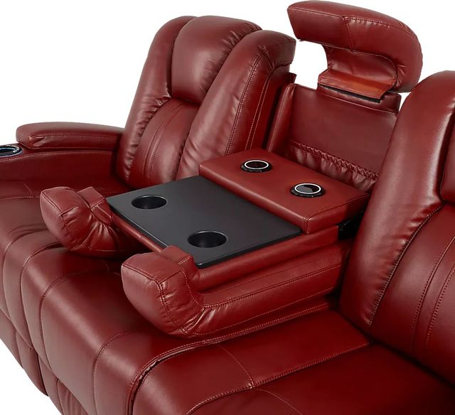 Kingvale Court Red Dual Power Reclining Sofa-3