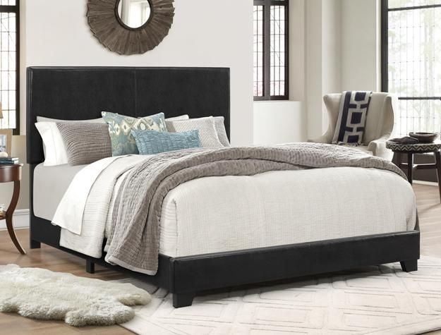Crown Mark Erin Black Queen Faux Leather Panel Bed 9
