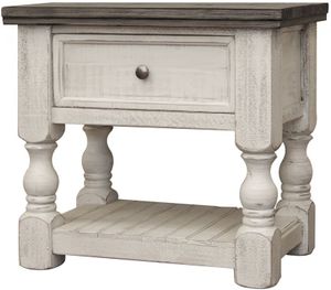 International Furniture Direct Stone Wood Nightstand