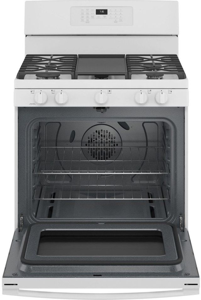 GE® 30" White Free Standing Gas Convection Range-1