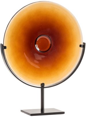 Crestview Collection Miramar Bronze Short Amber Blown Glass Disc with Stand