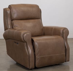 Man Wah Umber Leather Power Recliner