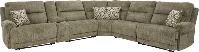 Signature Design by Ashley® Lubec 6-Piece Taupe Power Reclining Sectional with Armless Chairs-0