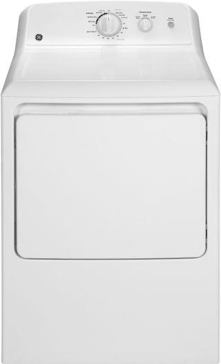 GE® 6.2 Cu. Ft. White Front Load Gas Dryer