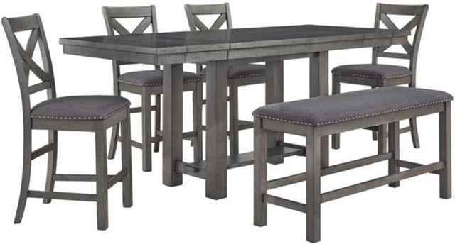 Signature Design by Ashley® Myshanna 6-Piece Antiqued Gray Counter Height Dining Set