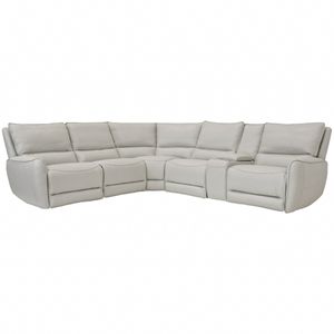 Cheers Sylvan Cosmo Fog 6-Piece Leather Power Reclining Sectional