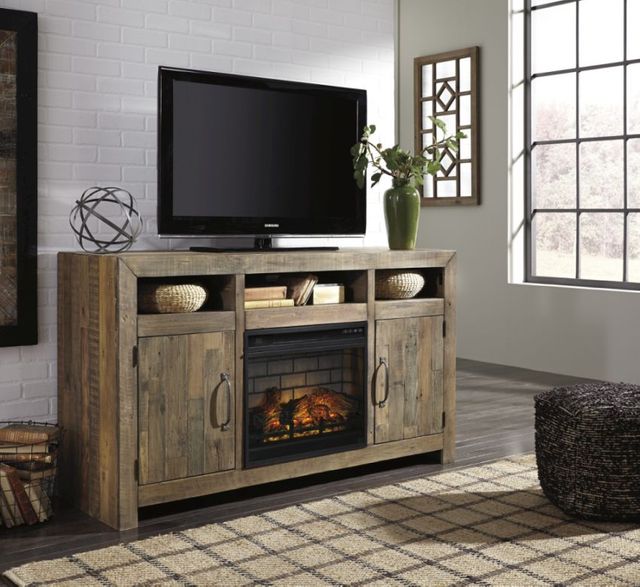 Signature Design by Ashley® Sommerford Brown 62" TV Stand with Electric Fireplace-1