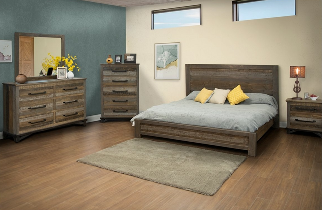 International Furniture Direct Loft Brown 4-Piece Brown Queen Bedroom Set