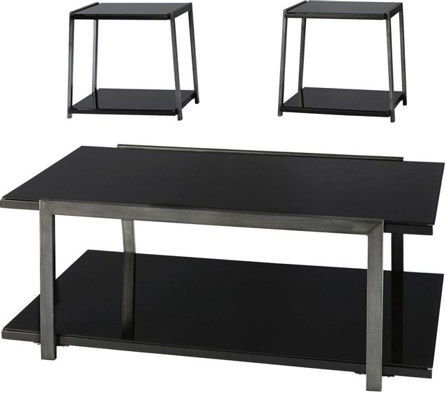 Signature Design by Ashley® Rollynx 3 Piece Black Occasional Table Set-0