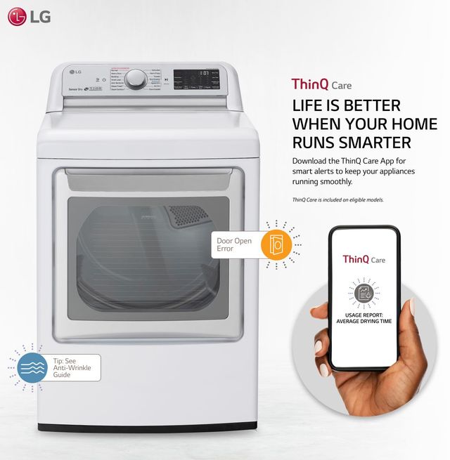 LG 7.3 Cu. Ft. White Front Load Gas Dryer 1