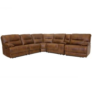 Cheers Lawson 6-Piece Leather Sectional w/ Power Head & Foot Rest