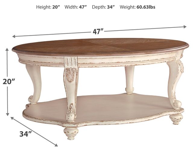 Signature Design by Ashley® Realyn White/Brown Oval Coffee Table 3
