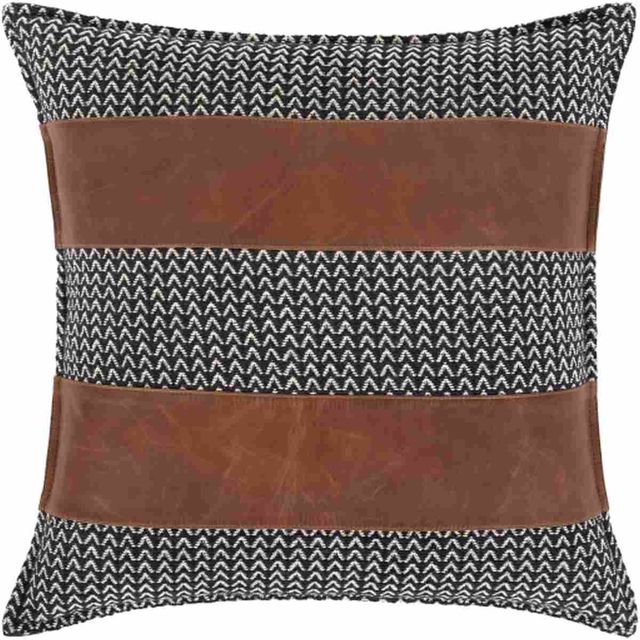 Surya Fiona Black 20"x20" Pillow Shell with Down Insert-0