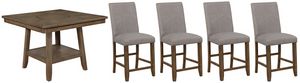Crown Mark Manning 5-Piece Brown/Gray Counter Height Dining Set