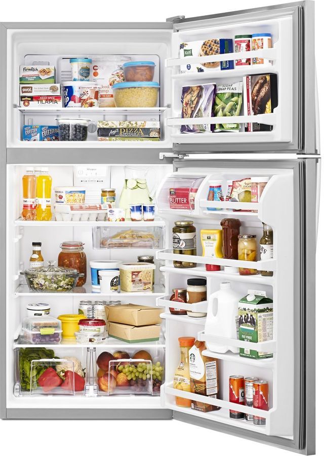 Whirlpool® 18.2 Cu. Ft. Monochromatic Stainless Steel Top Freezer Refrigerator 18