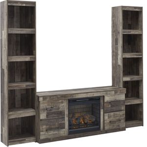 Signature Design by Ashley® Derekson 3-Piece Multi Gray Entertainment Center with Electric Fireplace
