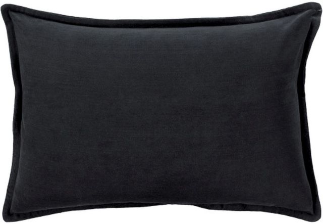 Surya Cotton Velvet Black 20"x20" Pillow Shell with Polyester Insert-1