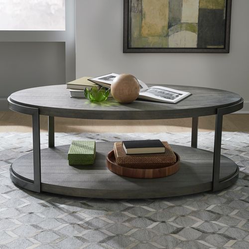 Liberty Furniture Modern View Gauntlet Gray Oval Cocktail Table 2