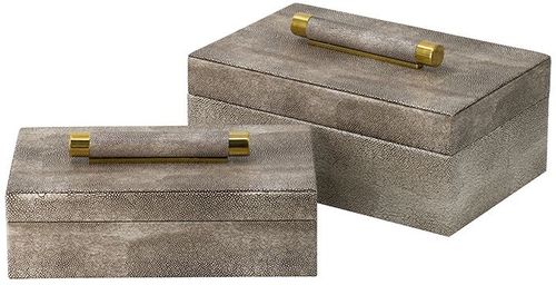 A & B Home 2-Piece Gray Boxes