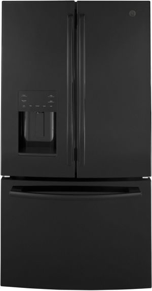 GE® 25.6 Cu. Ft. High-Gloss Black Freestanding French Door Refrigerator
