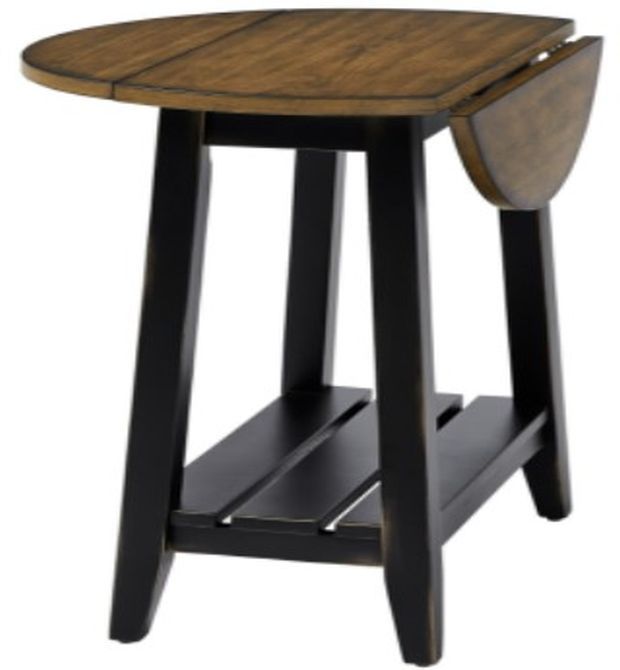 Null Furniture 6618 Black/Pecan Drop Leaf End Table