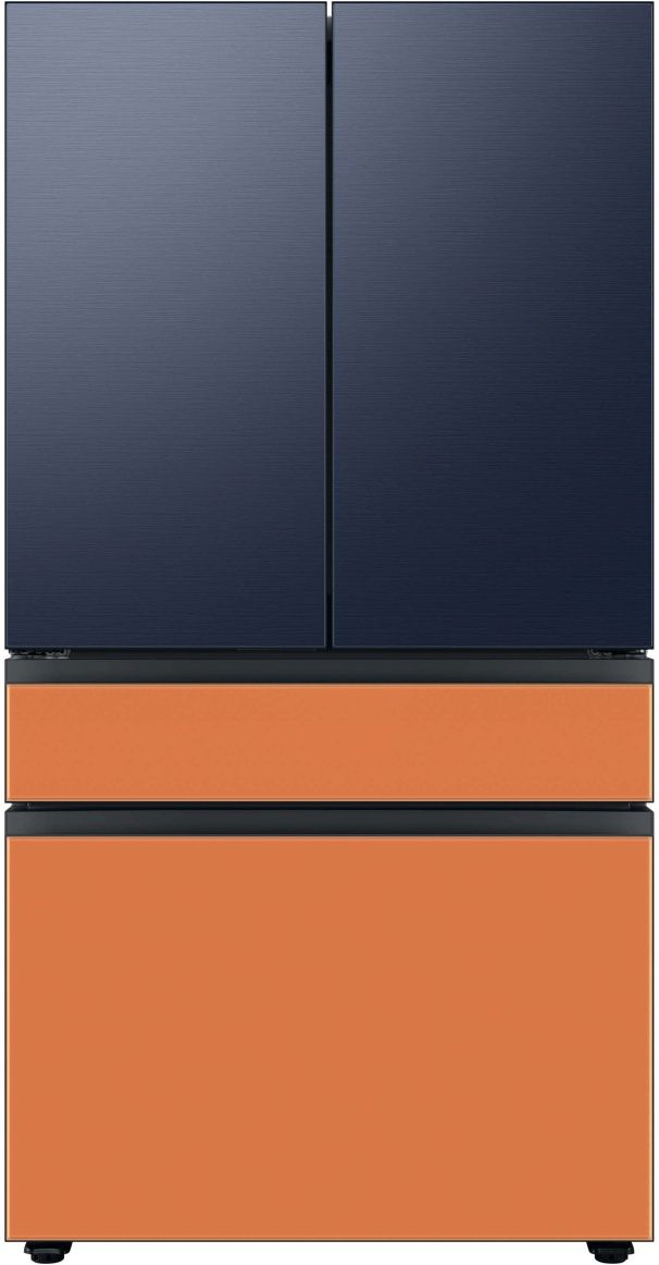 Bespoke Series 36 Inch Smart Freestanding Counter Depth 4 Door French Door Refrigerator with 22.9 Total Capacity with Navy Panels-3