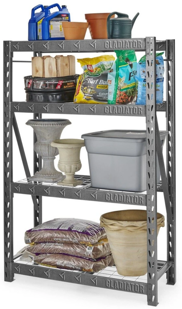 Gladiator® Hammered Granite 48" Wide Heavy Duty Rack with Four 18" Deep Shelves 1