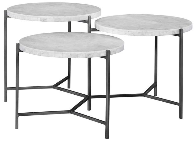 Uttermost® Contarini White Marble Top Coffee Table with Gunmetal Silver Base-1