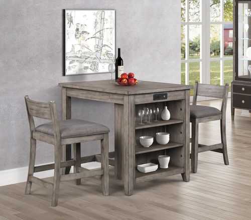 Bernards Rustic Taupe Storage End Gathering Table