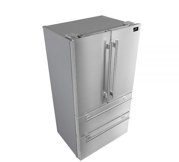FORNO® Alta Qualita 19.2 Cu. Ft. Stainless Steel Freestanding French Door Refrigerator 2