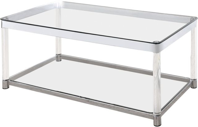Coaster® Claude Chrome And Clear Coffee Table With Lower Shelf-0