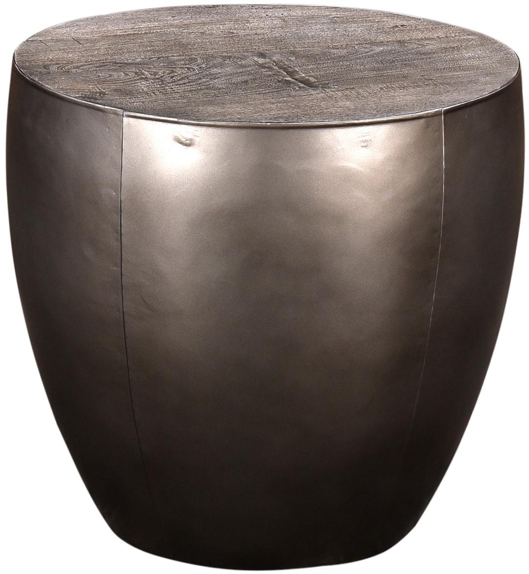 Crestview Collection Bengal Manor Distressed Grey Drum Base End Table