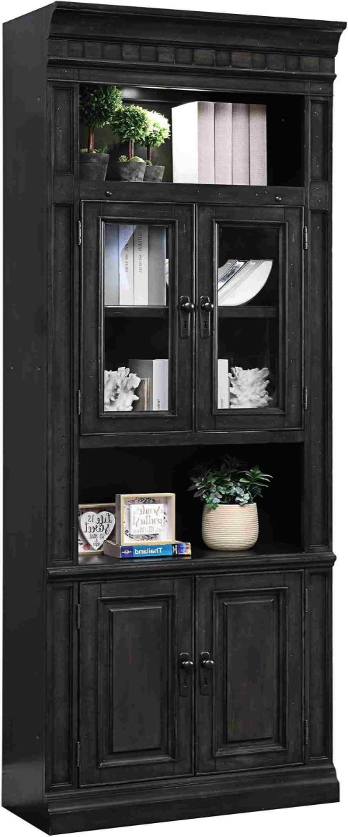 Parker House® Washington Heights Washed Charcoal 32" Glass Door Cabinet