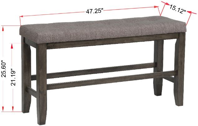 Crown Mark Bardstown Grey Counter Height Dining Bench-2