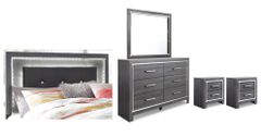 Signature Design by Ashley® Lodanna 5-Piece Gray Full Upholstered Panel Headboard Bedroom Set