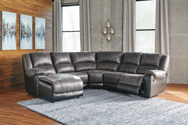 Signature Design by Ashley® Nantahala 5-Piece Slate Reclining Sectional with Chaise 1